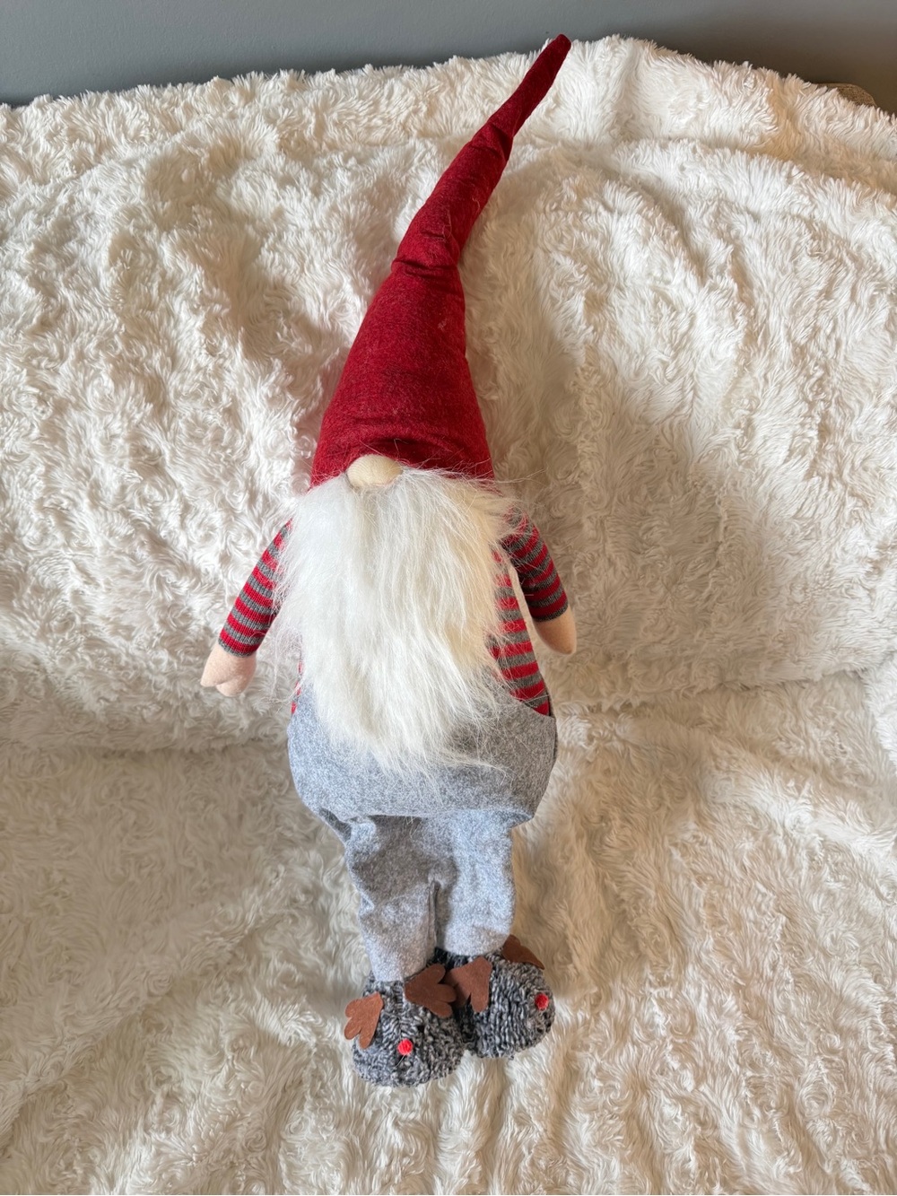 Festive Red-Hat Gnome Plush Décor with White Beard